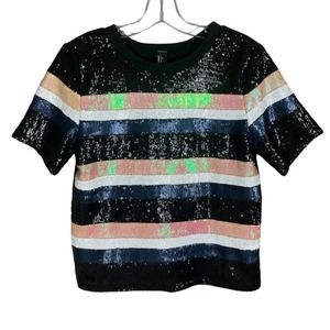 Striped sequin front top